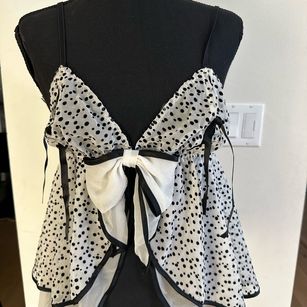 Victoria's Secret Black and White Polka Dot Babydoll